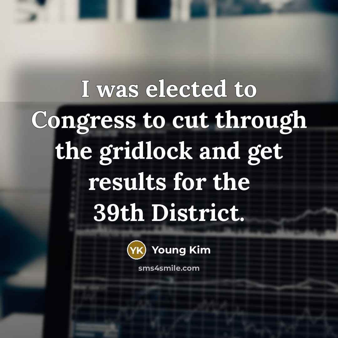 “I was elected to Congress to cut through the gridlock…” quote by Young Kim