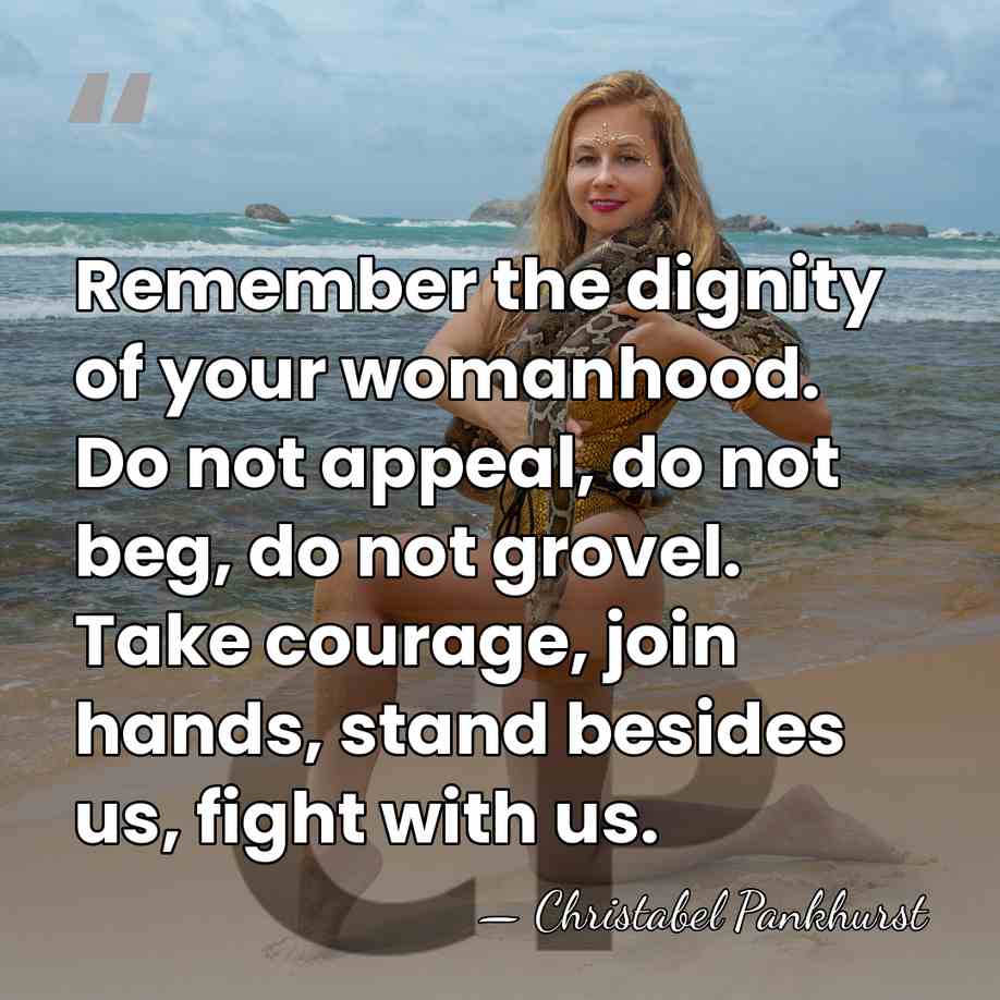 Remember the dignity of your womanhood. Do not appeal, do not beg,&hellip; - Christabel Pankhurst