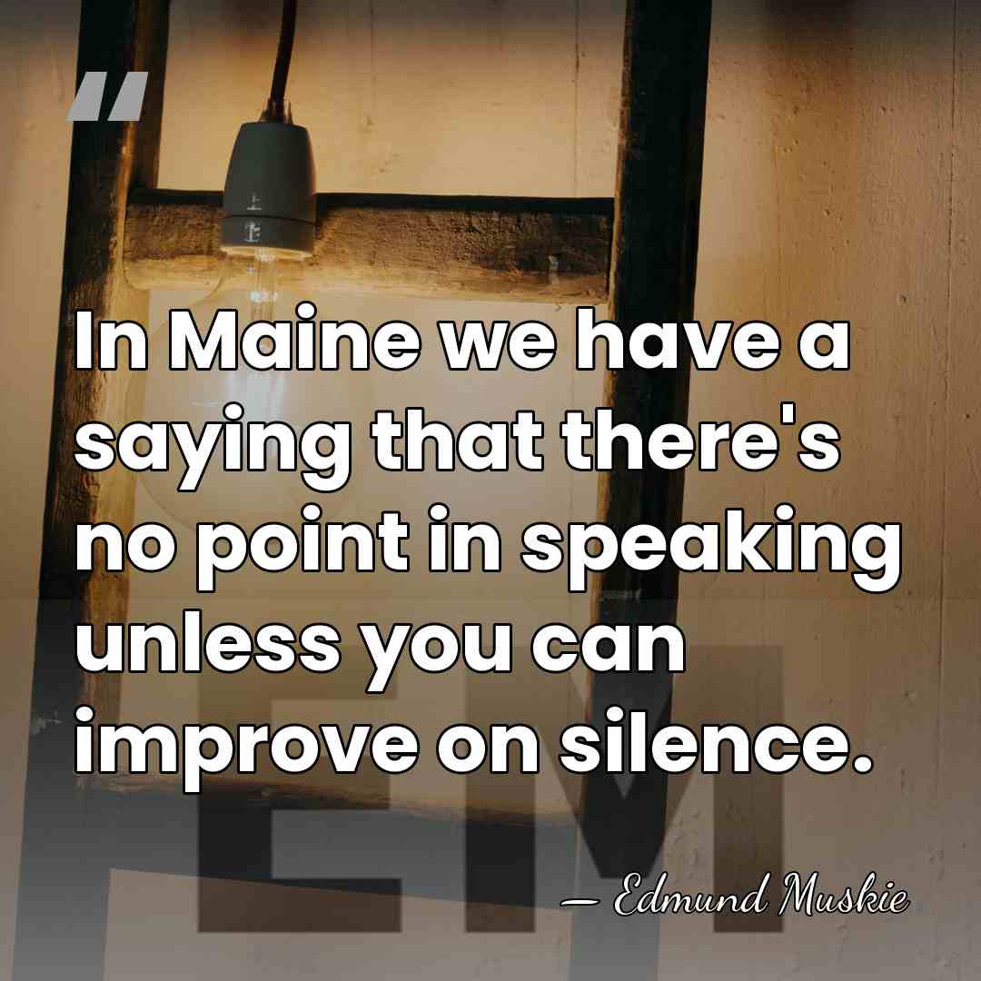 In Maine we have a saying that there's no point in speaking&hellip; - Edmund Muskie