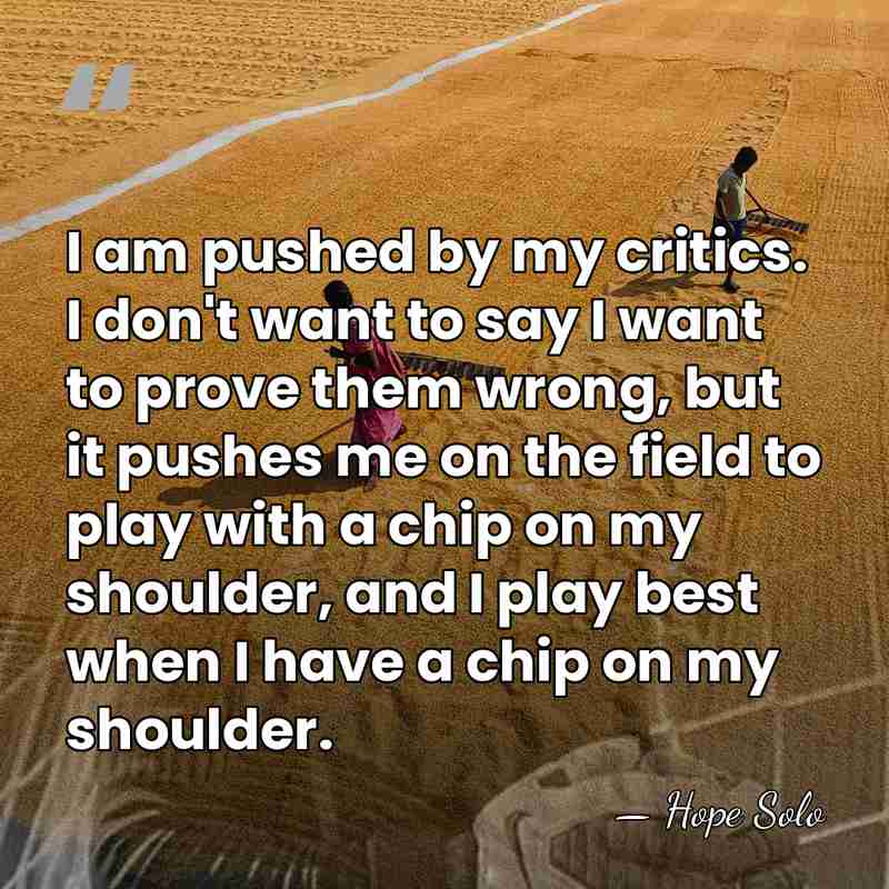 I am pushed by my critics. I don't want to say I&hellip; - Hope Solo