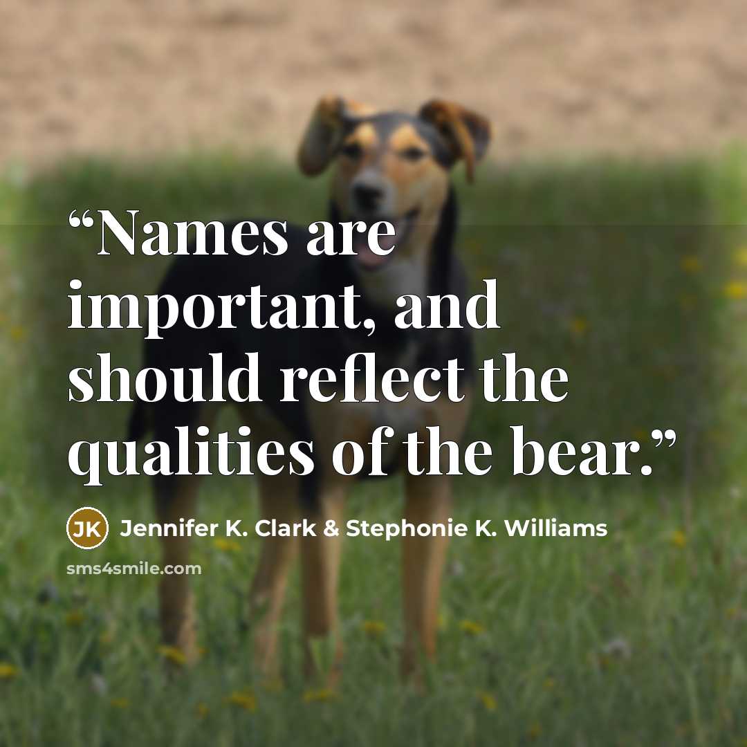 “Names are important, and should reflect the qualities of the bear.” quote by Jennifer K. Clark & Stephonie K. Williams