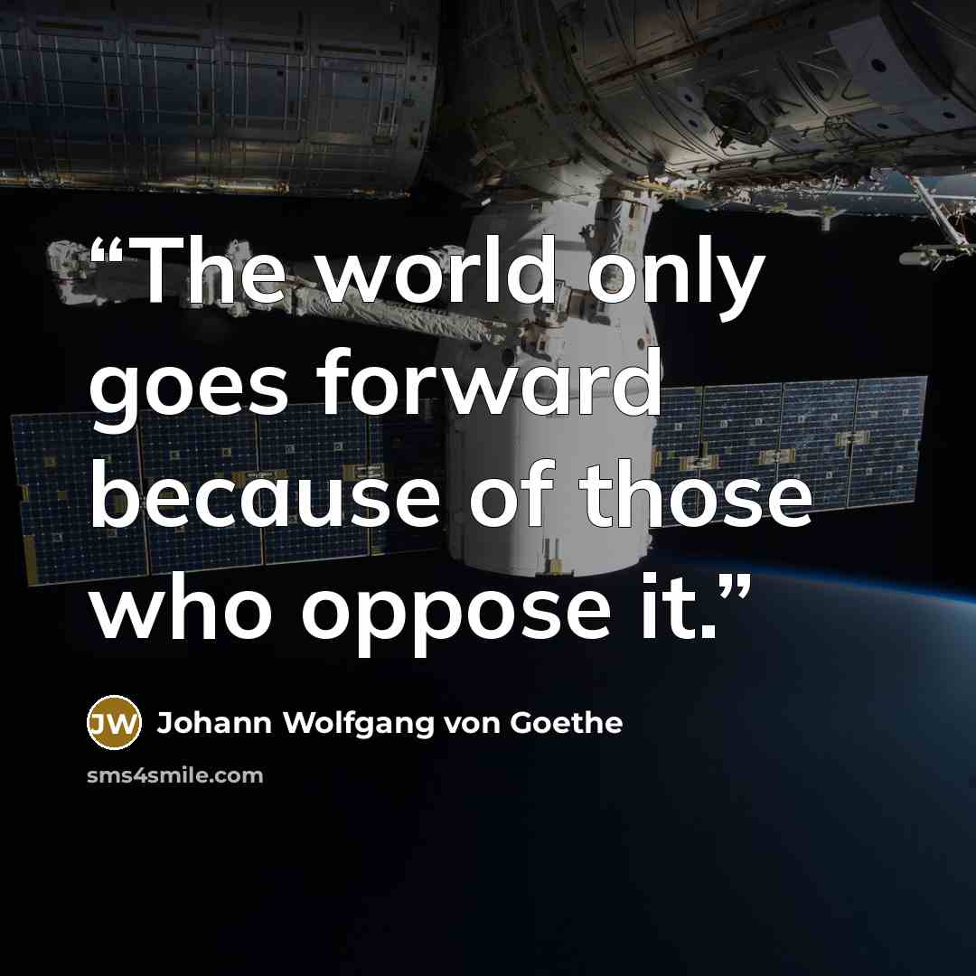 “The world only goes forward because of those who oppose it.” quote by Johann Wolfgang von Goethe