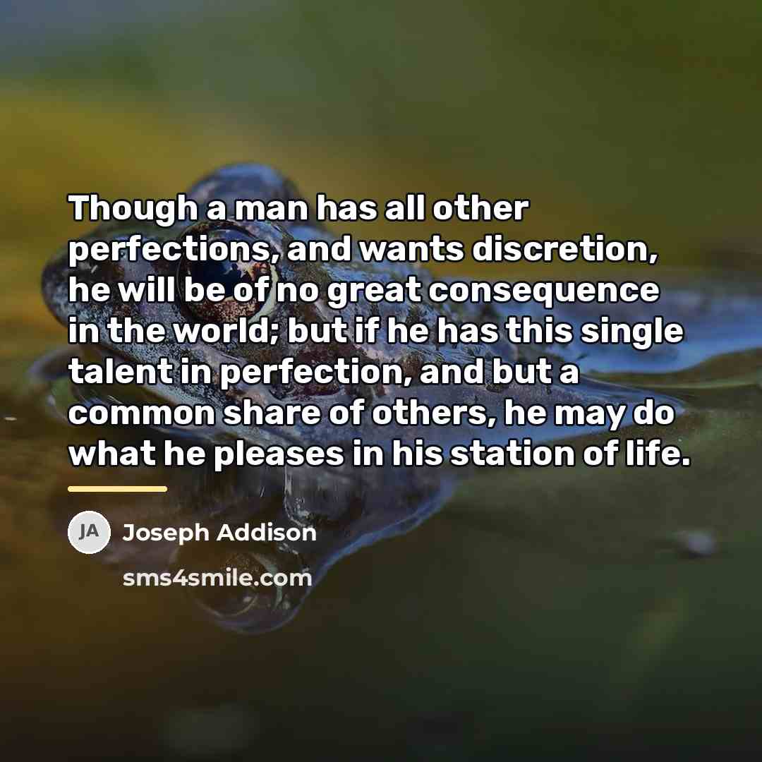 “Though a man has all other perfections, and wants discretion,…” quote by Joseph Addison