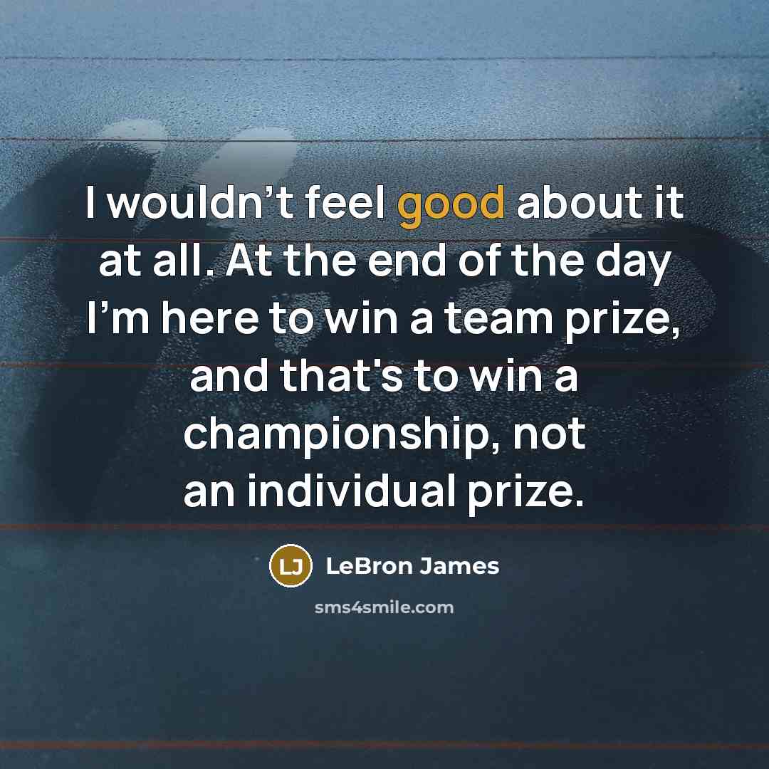 “I wouldn't feel good about it at all. At the…” quote by LeBron James