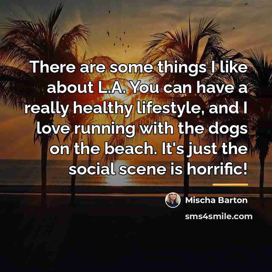 “There are some things I like about L.A. You can…” quote by Mischa Barton