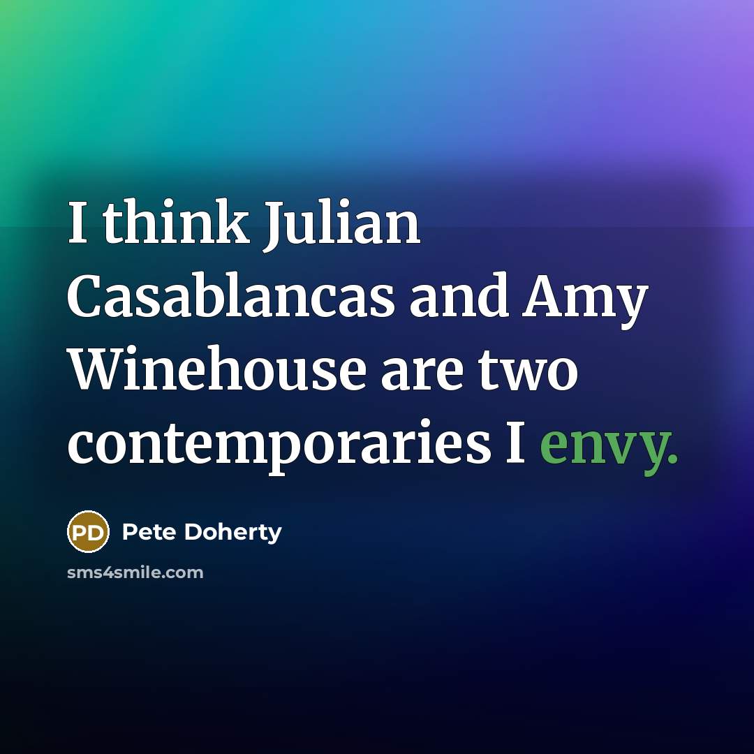 “I think Julian Casablancas and Amy Winehouse are two contemporaries…” quote by Pete Doherty