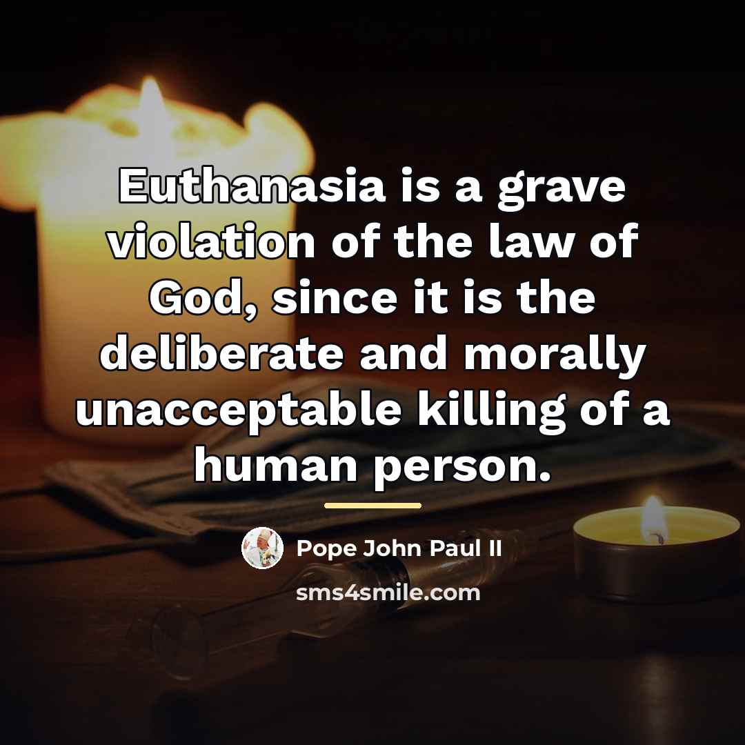 “Euthanasia is a grave violation of the law of God,…” quote by Pope John Paul II