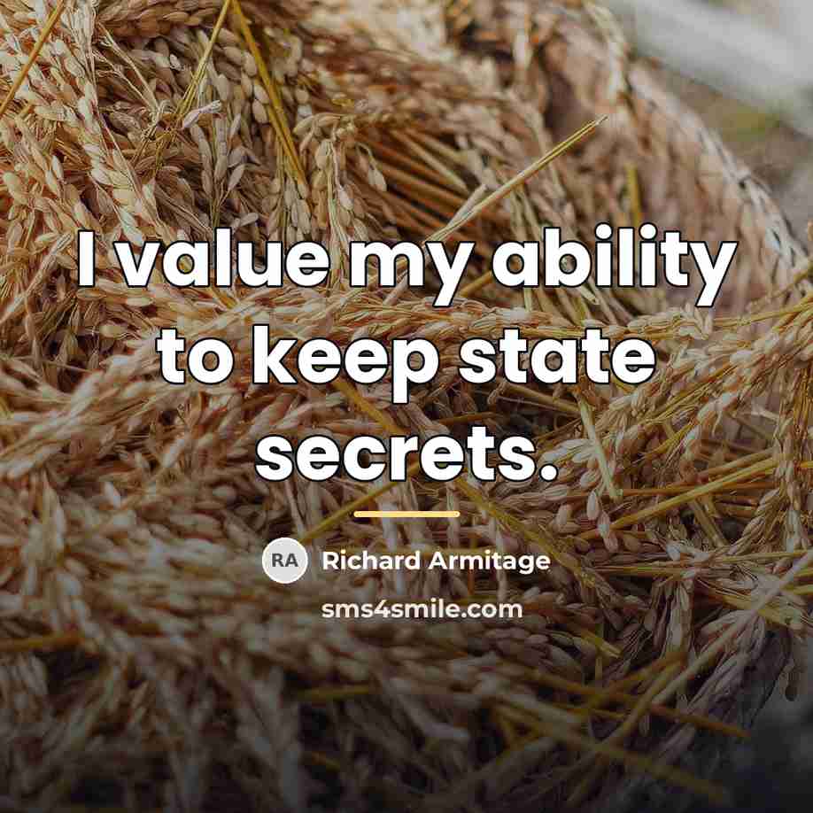 “I value my ability to keep state secrets.…” quote by Richard Armitage