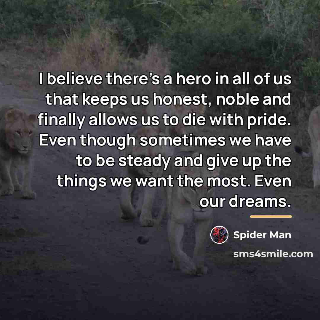 “I believe there's a hero in all of us that…” quote by Anonymous