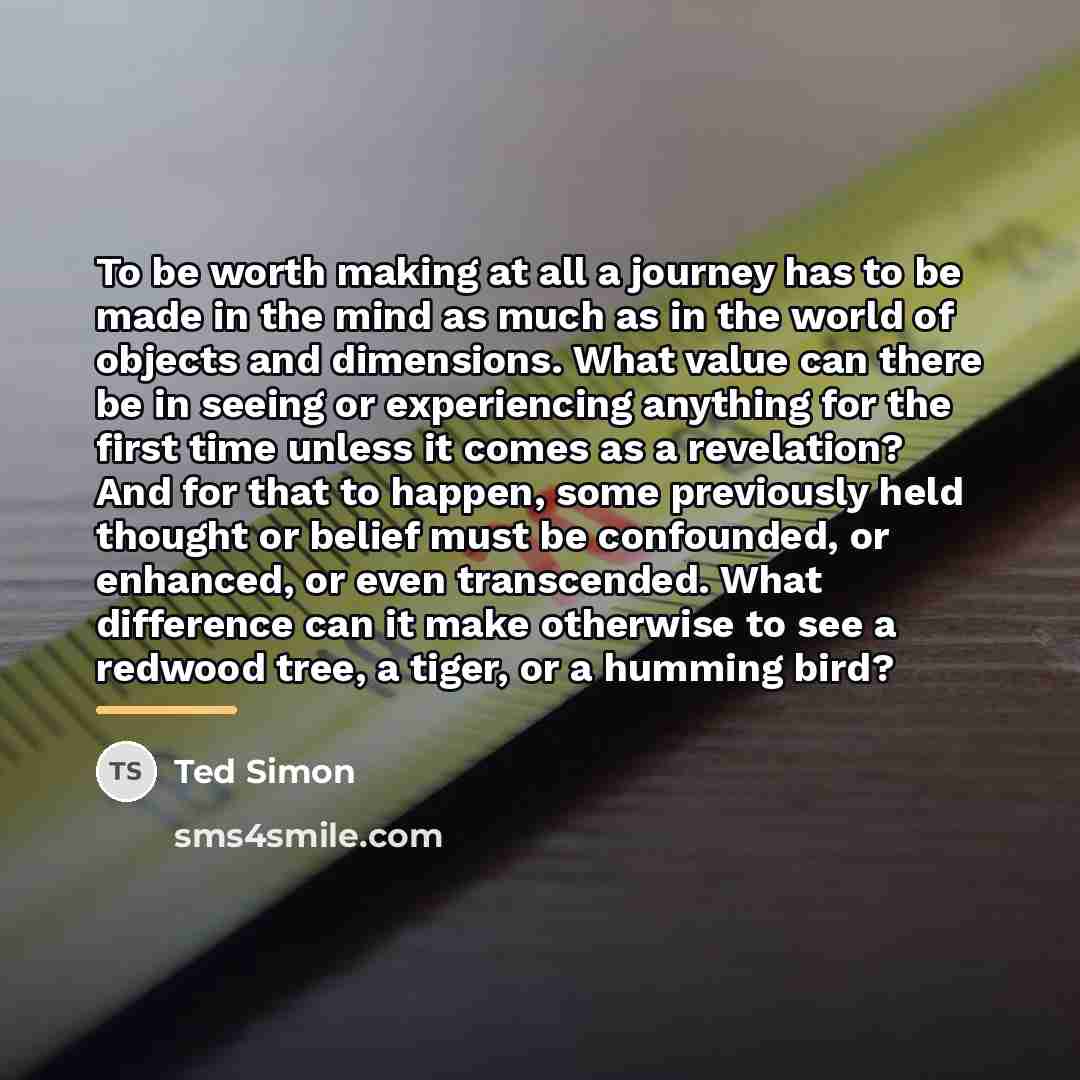 “To be worth making at all a journey has to…” quote by Ted Simon