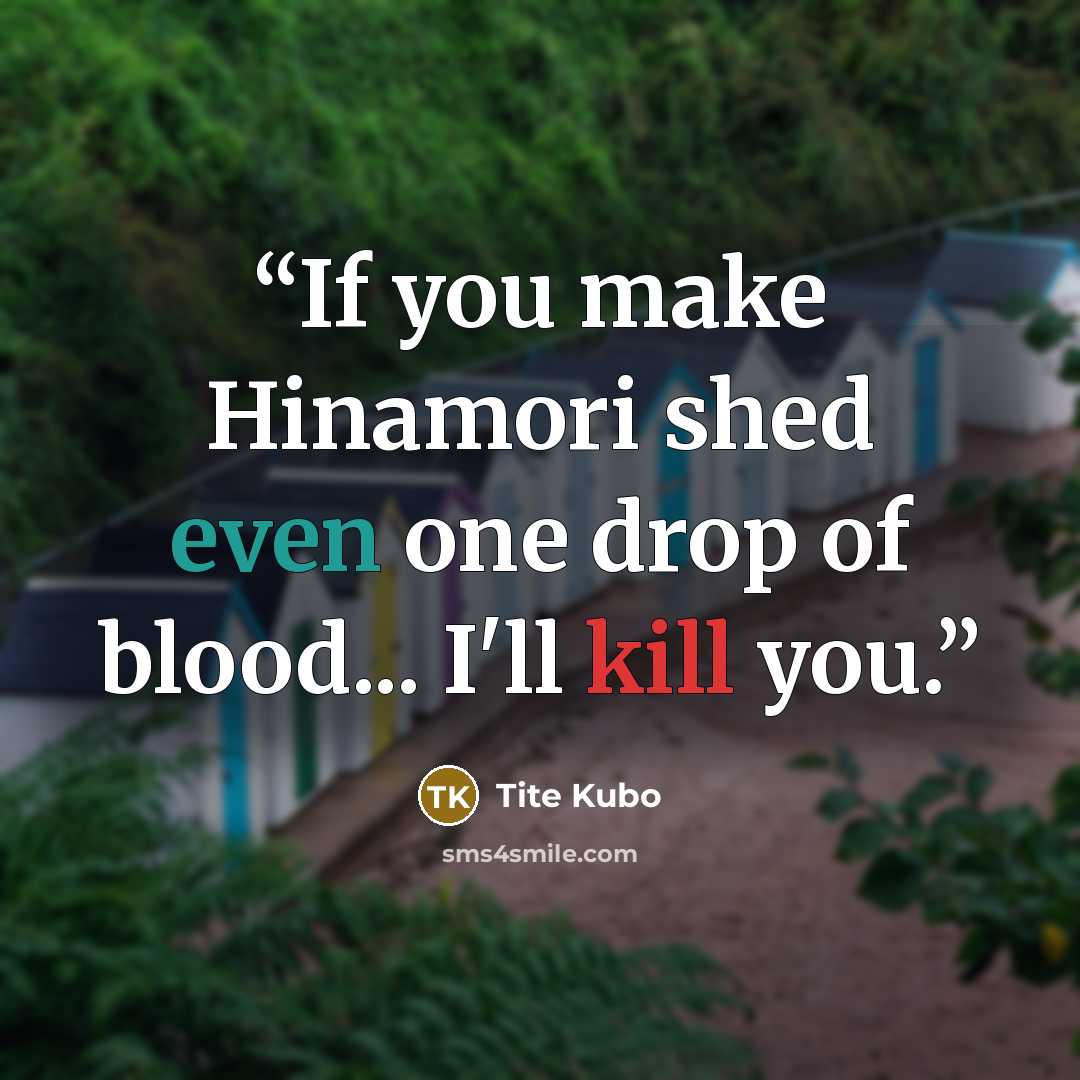 “If you make Hinamori shed even one drop of blood... I'll kill you.” quote by Tite Kubo