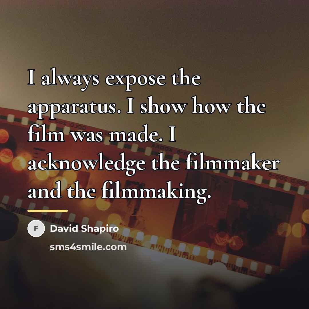 “I always expose the apparatus. I show how the film…” quote by David Shapiro