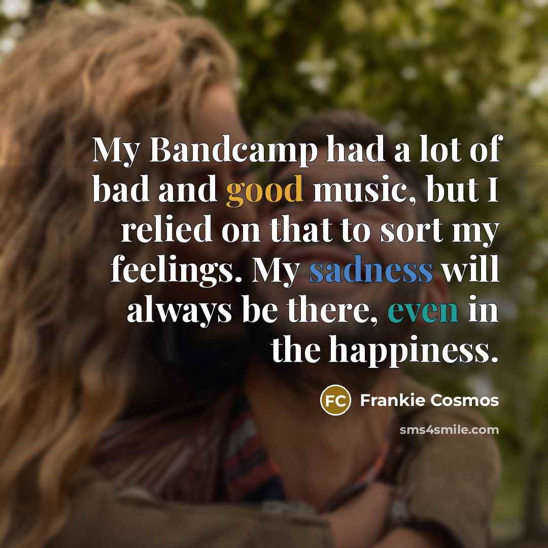 “My Bandcamp had a lot of bad and good music,…” quote by Frankie Cosmos