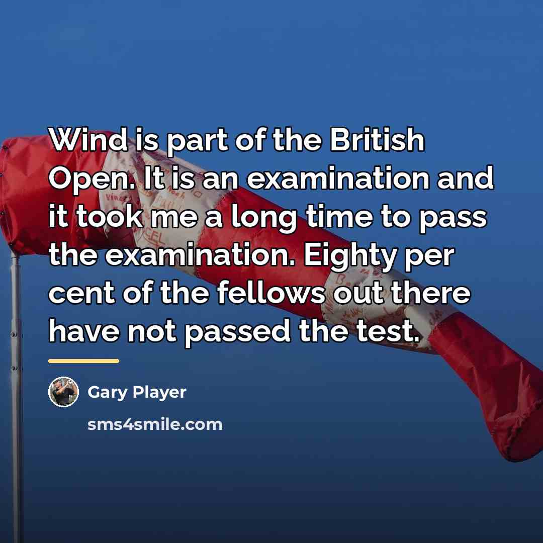 “Wind is part of the British Open. It is an…” quote by Gary Player