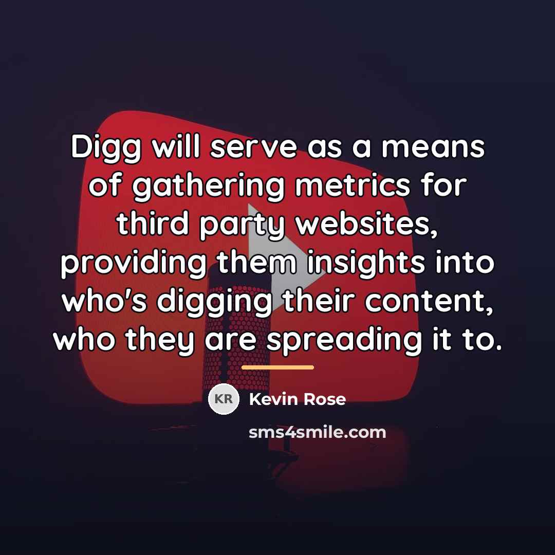 “Digg will serve as a means of gathering metrics for…” quote by Kevin Rose