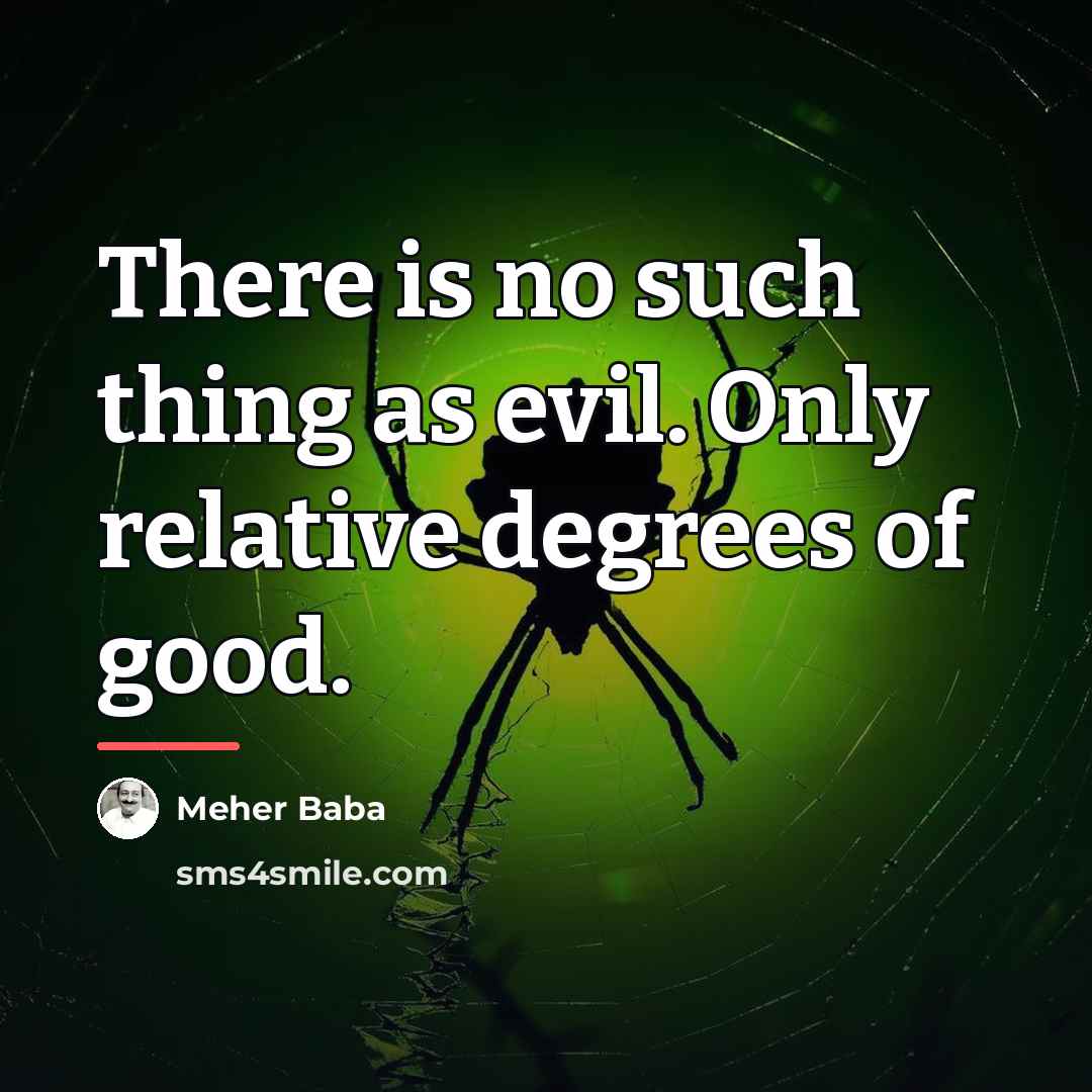 “There is no such thing as evil. Only relative degrees…” quote by Meher Baba