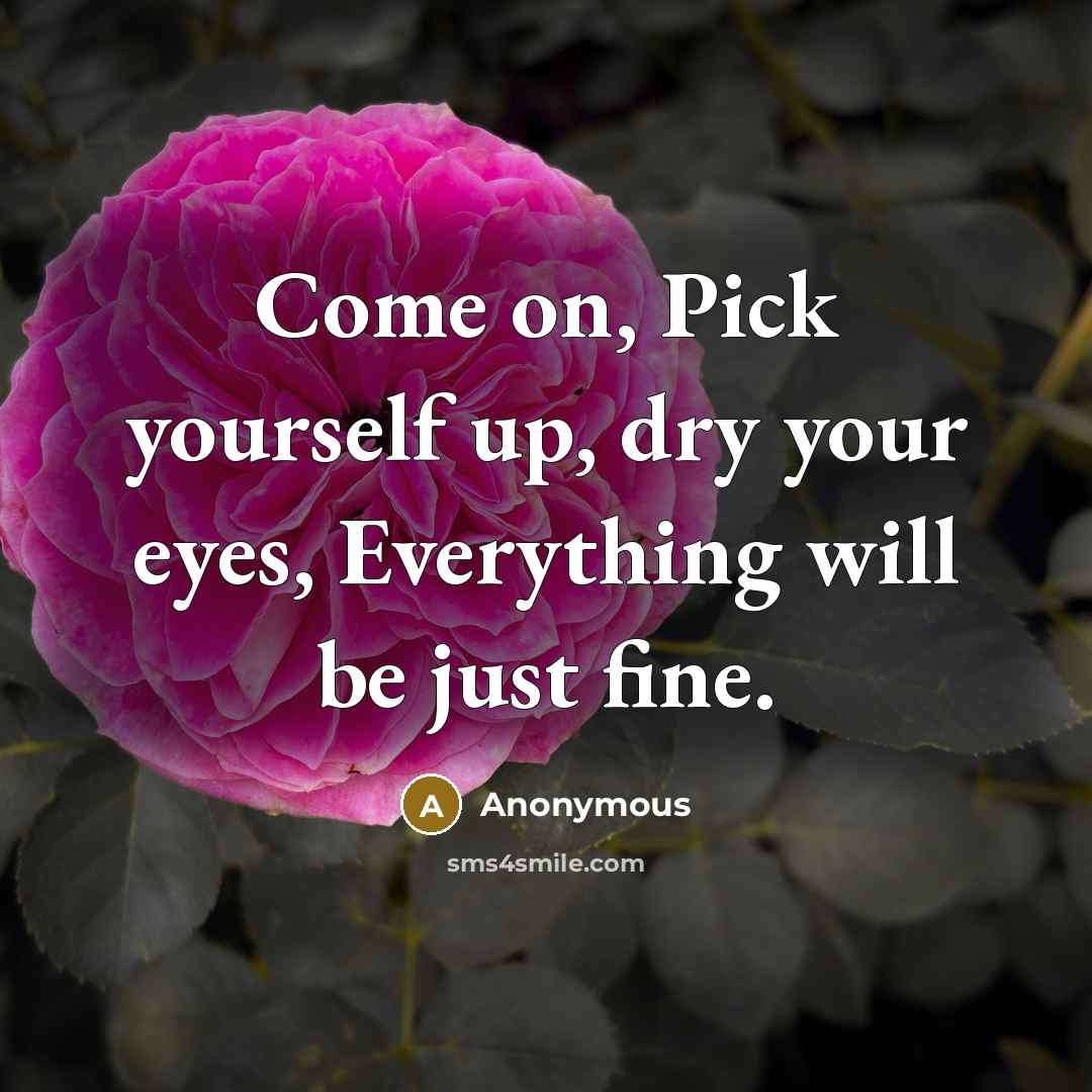 “Come on, Pick yourself up, dry your eyes, Everything will…” quote by Anonymous