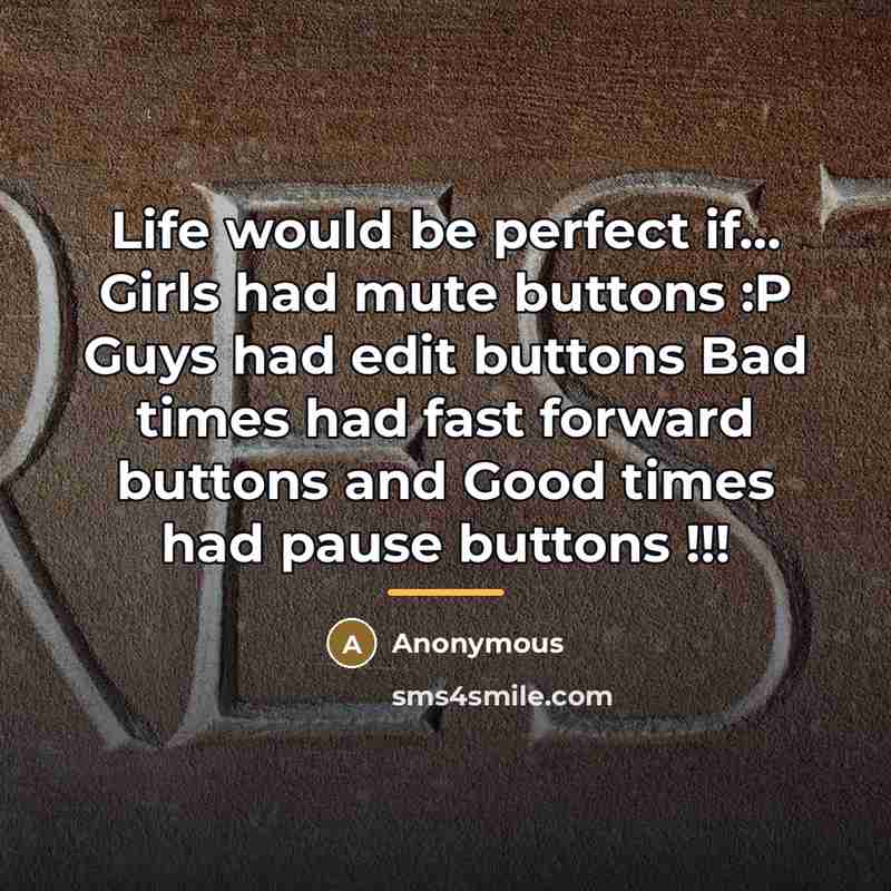 “Life would be perfect if... Girls had mute buttons :P…” quote by Anonymous
