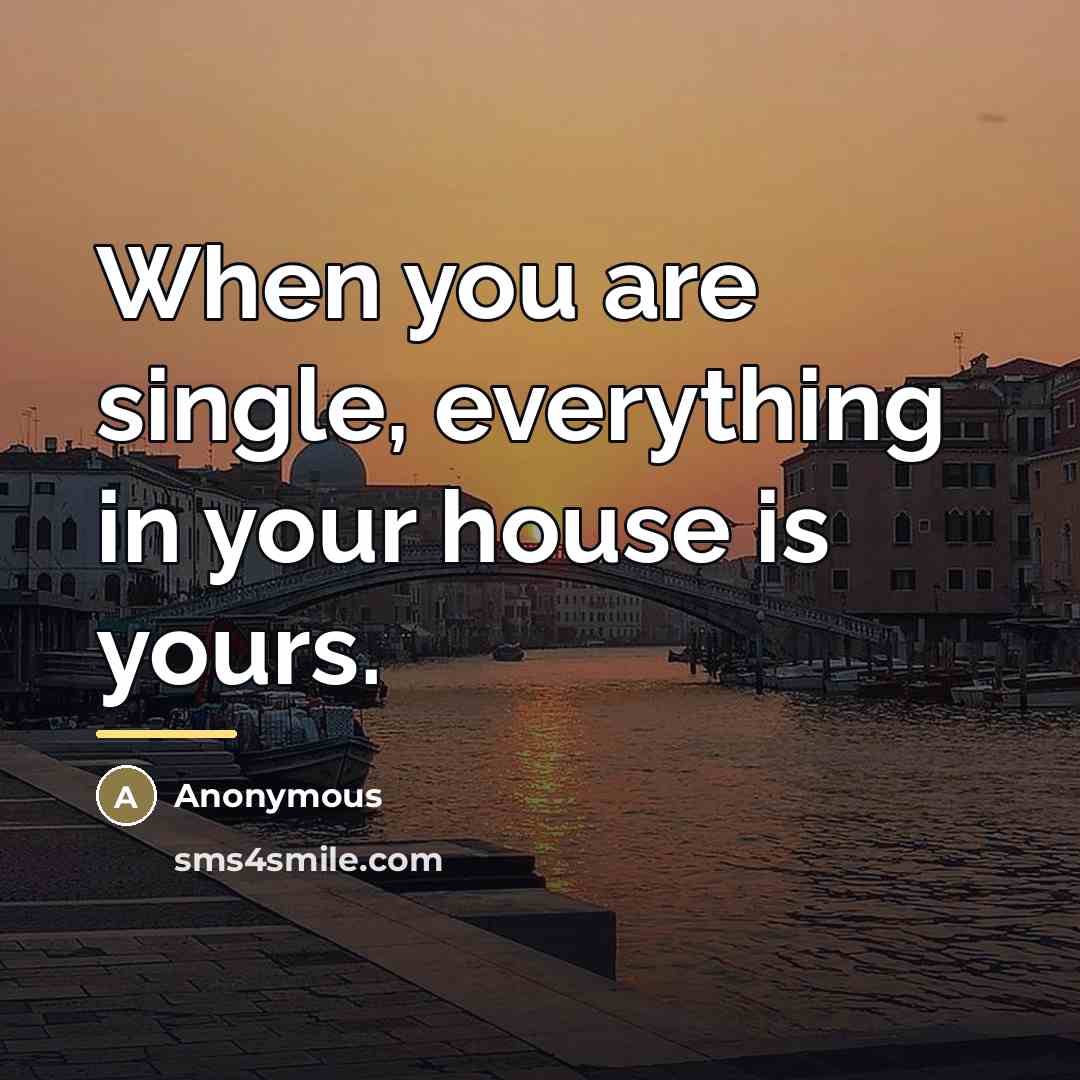 “When you are single, everything in your house is yours.…” quote by Anonymous