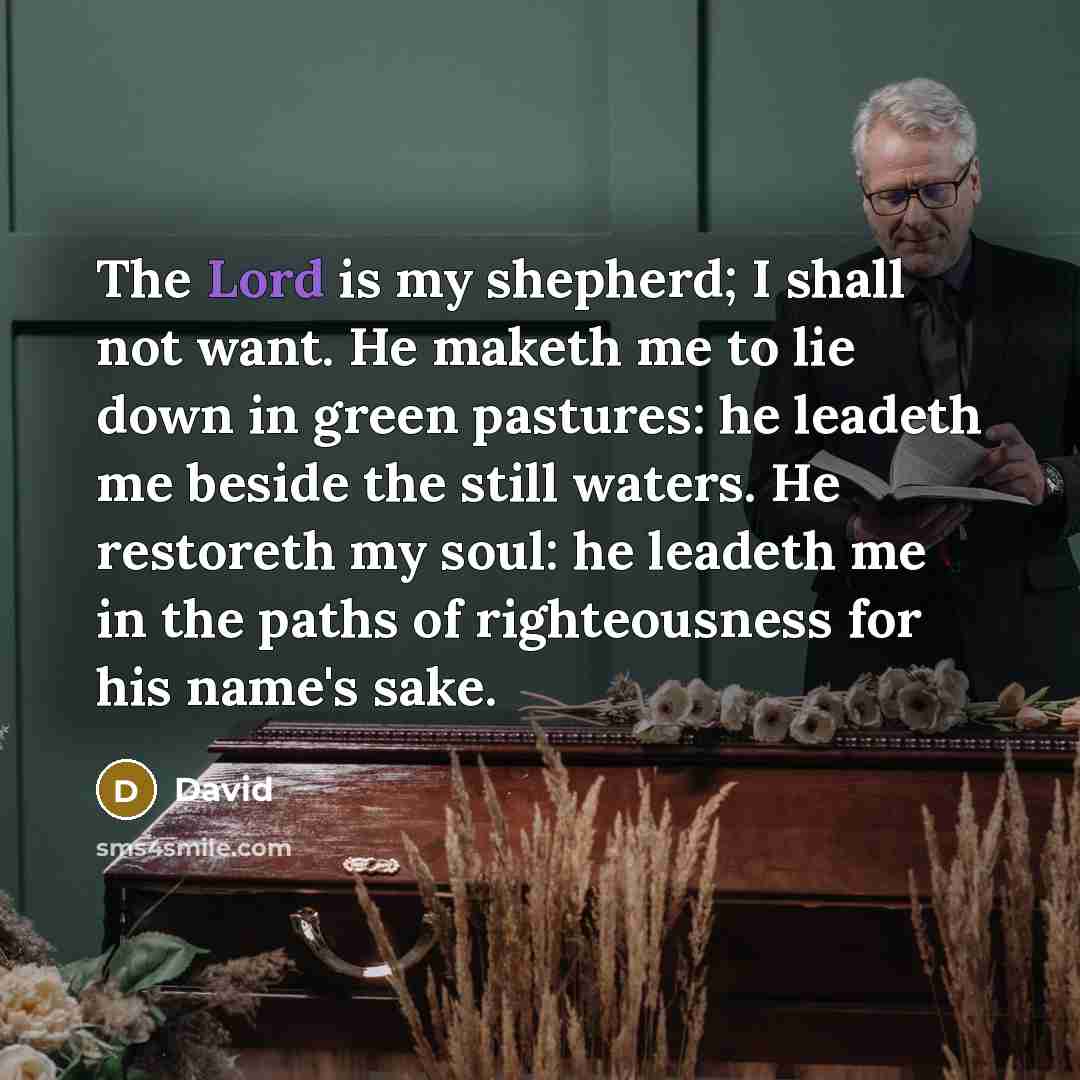 “The Lord is my shepherd; I shall not want. He…” quote by David