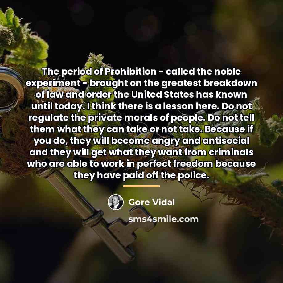 “The period of Prohibition - called the noble experiment -…” quote by Gore Vidal