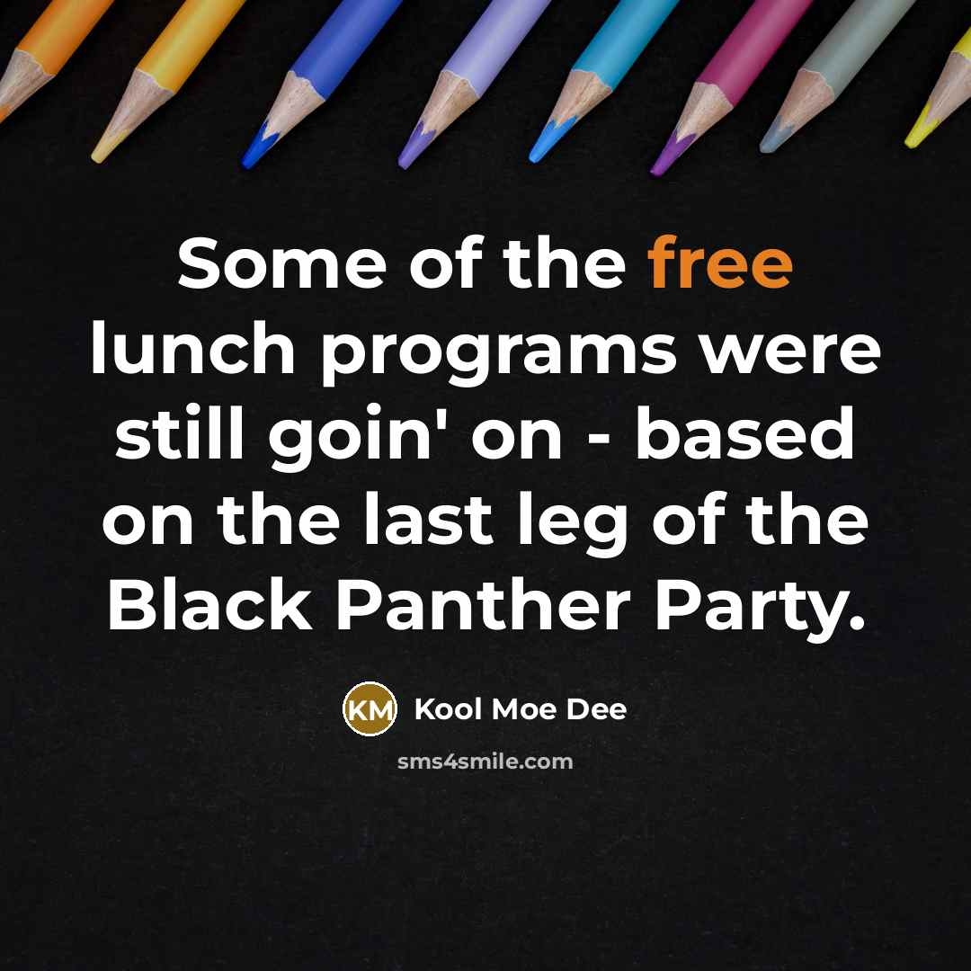 “Some of the free lunch programs were still goin' on…” quote by Kool Moe Dee