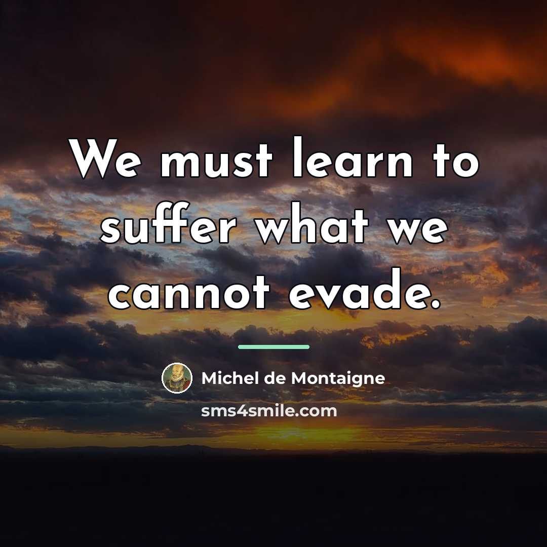 “We must learn to suffer what we cannot evade.…” quote by Michel de Montaigne