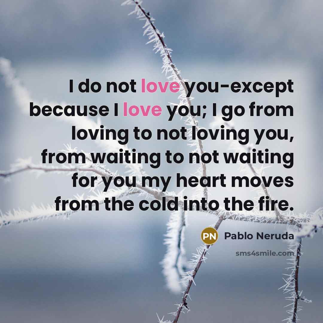 “I do not love you-except because I love you; I…” quote by Pablo Neruda