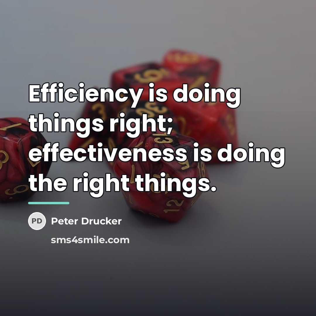 “Efficiency is doing things right; effectiveness is doing the right…” quote by Peter Drucker