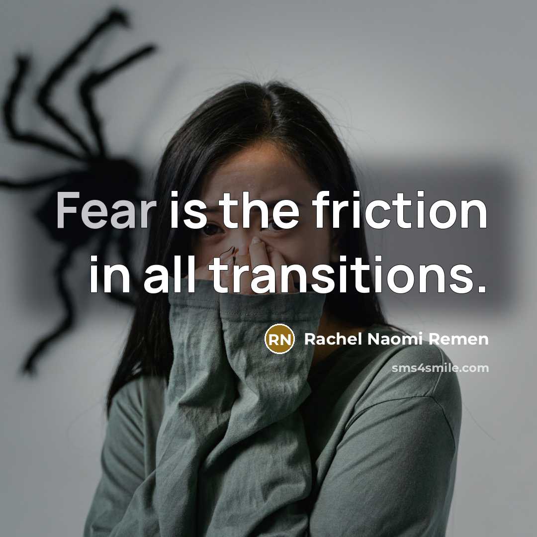 “Fear is the friction in all transitions.…” quote by Rachel Naomi Remen