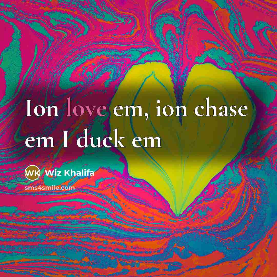 “Ion love em, ion chase em I duck em” quote by Wiz Khalifa