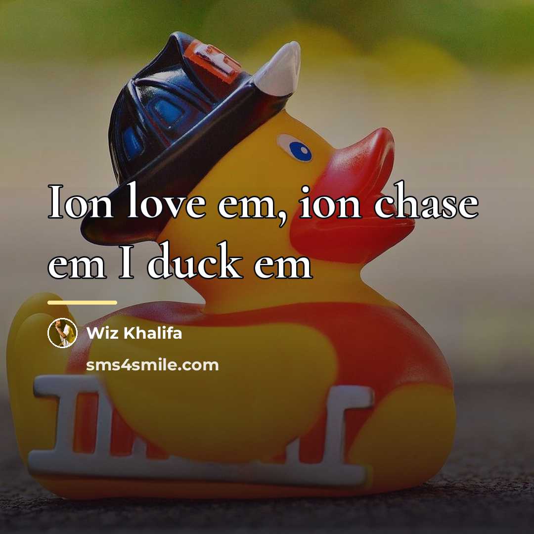 “Ion love em, ion chase em I duck em…” quote by Wiz Khalifa