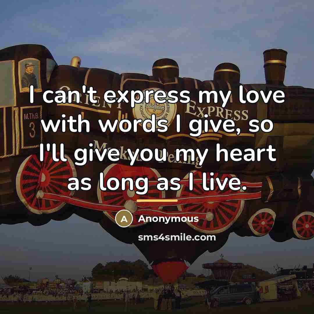 “I can't express my love with words I give, so…” quote by Anonymous