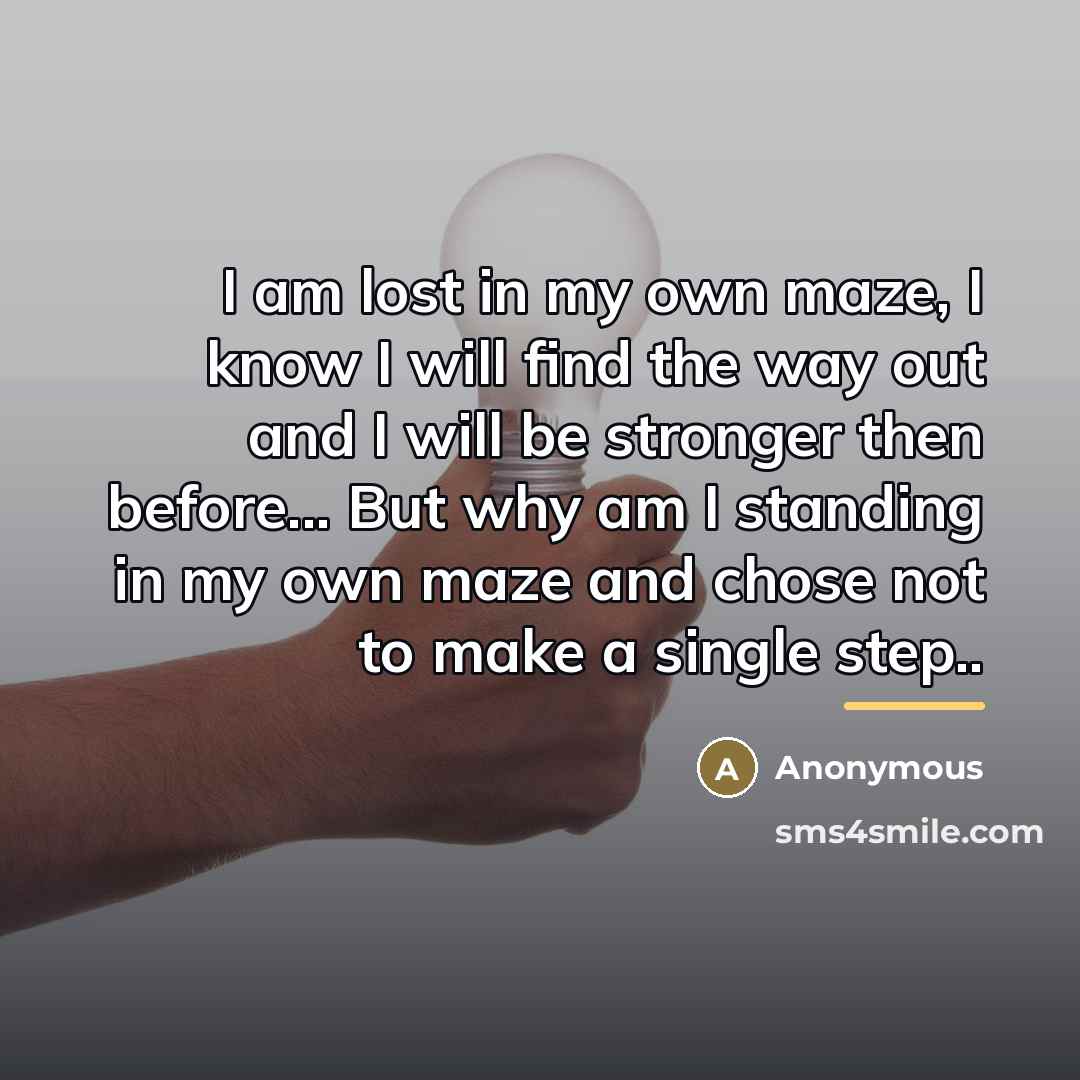 “I am lost in my own maze, I know I…” quote by Anonymous