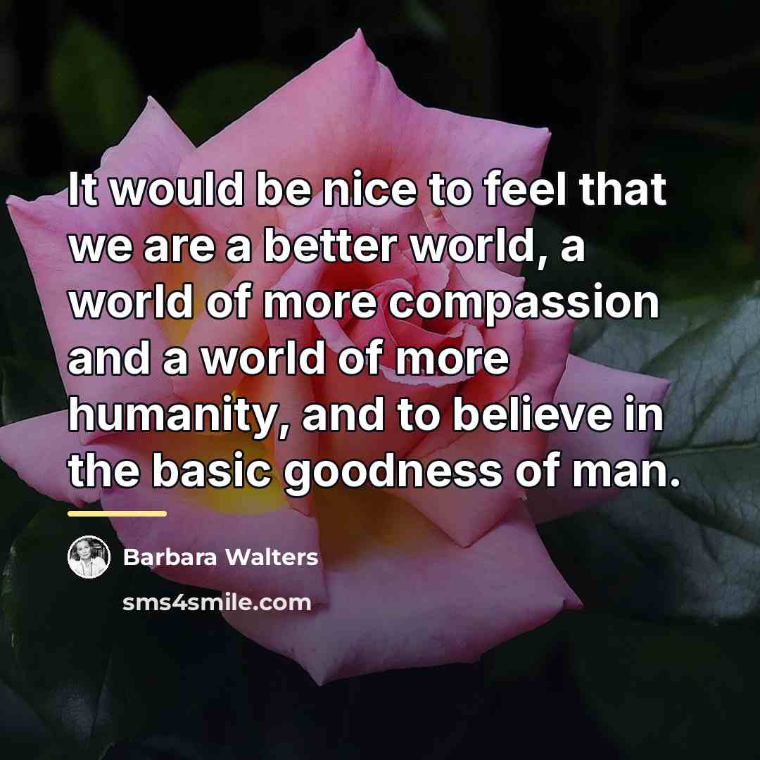 “It would be nice to feel that we are a…” quote by Barbara Walters