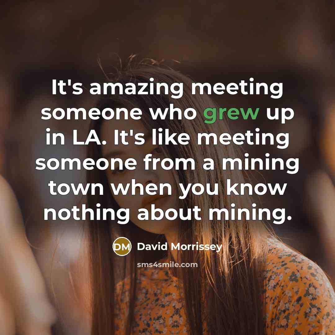 “It's amazing meeting someone who grew up in LA. It's like meeting someone from a mining town when you know nothing about mining.” quote by David Morrissey