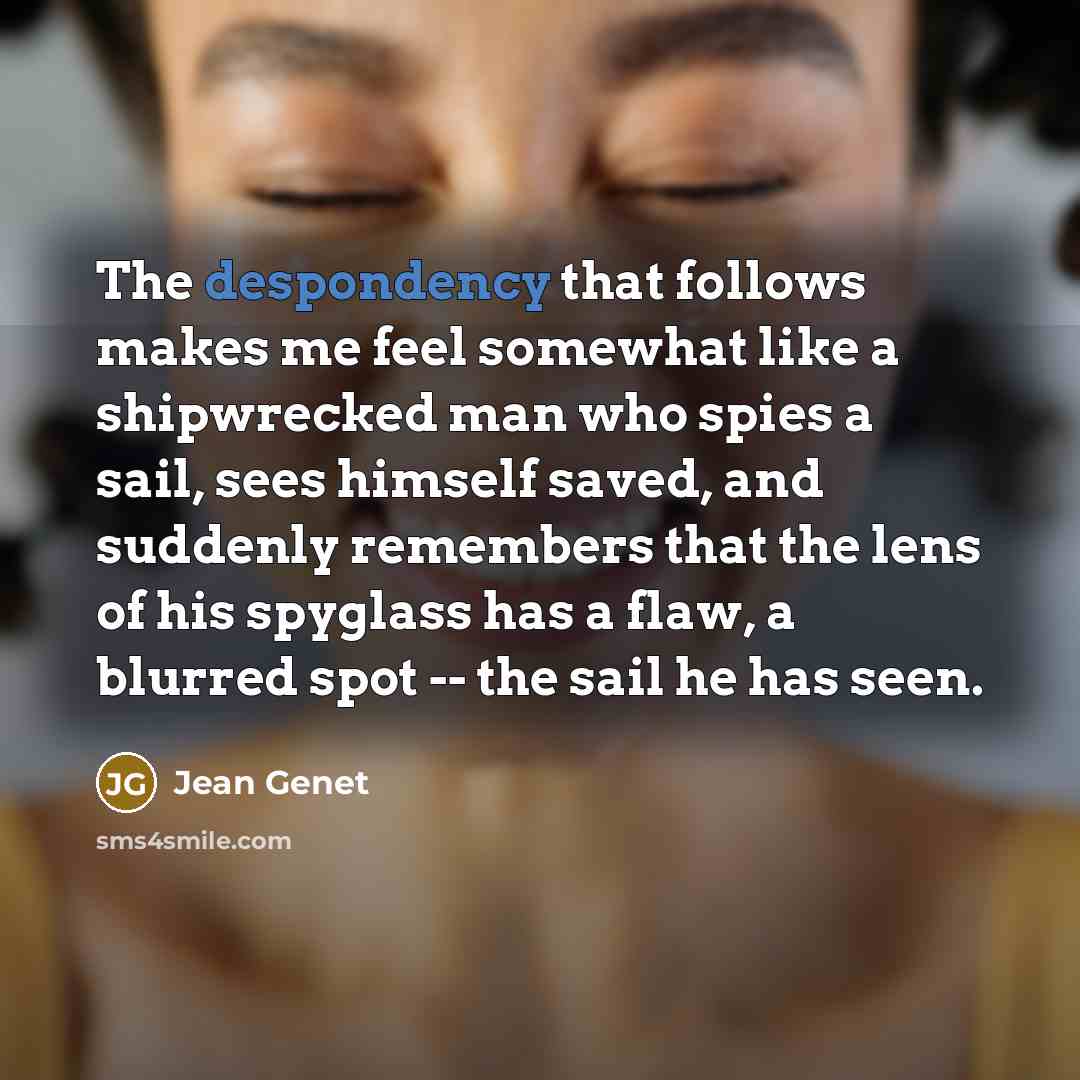 “The despondency that follows makes me feel somewhat like a…” quote by Jean Genet