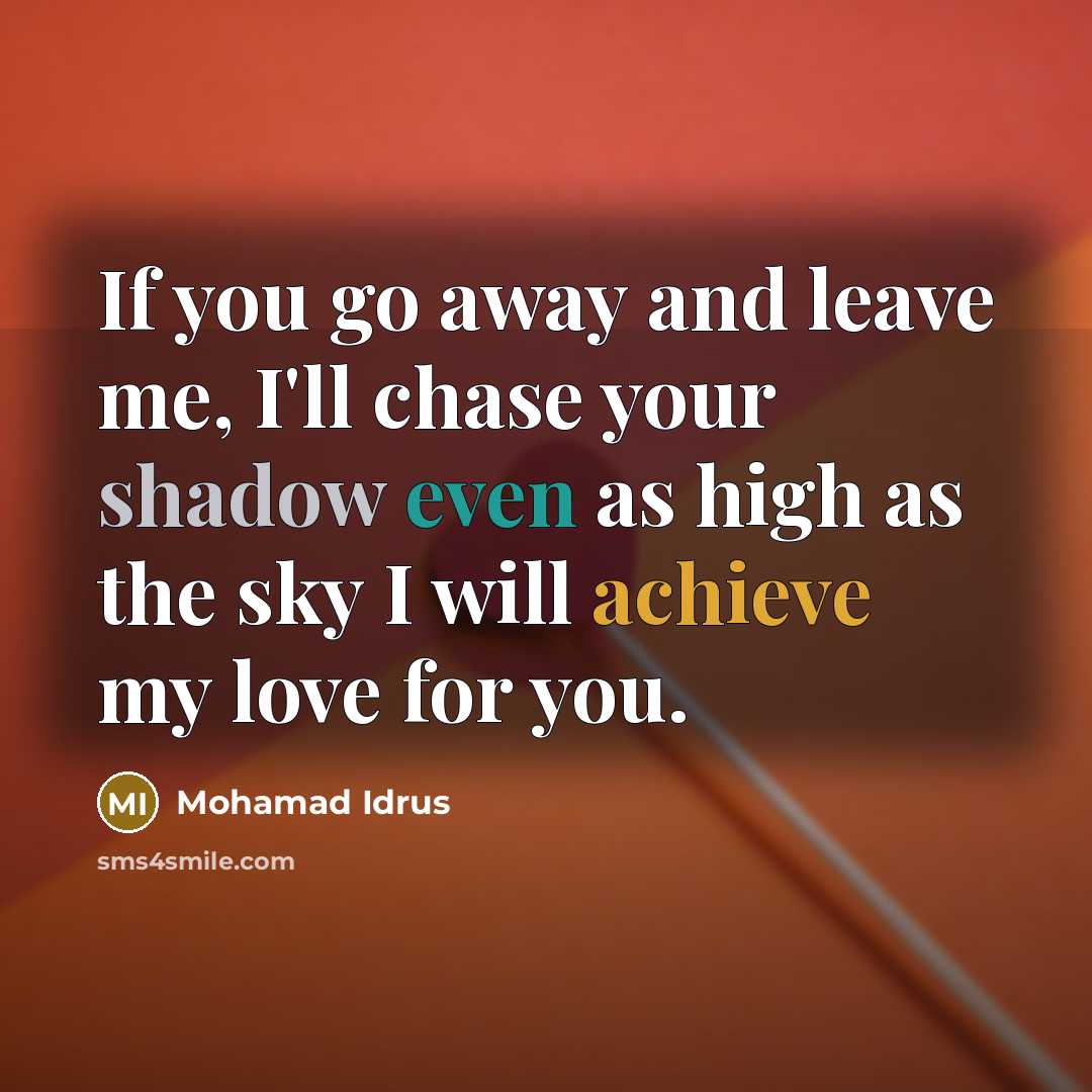 “If you go away and leave me, I'll chase your…” quote by Mohamad Idrus
