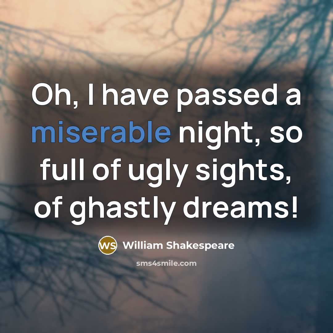 “Oh, I have passed a miserable night, so full of…” quote by William Shakespeare