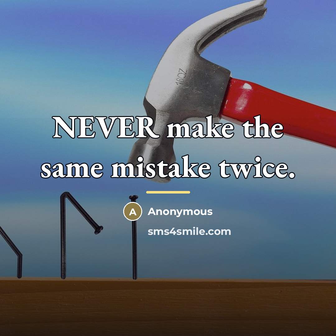 “NEVER make the same mistake twice.…” quote by Anonymous