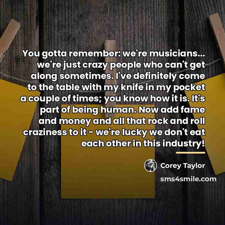 “You gotta remember: we're musicians... we're just crazy people who…” quote by Corey Taylor