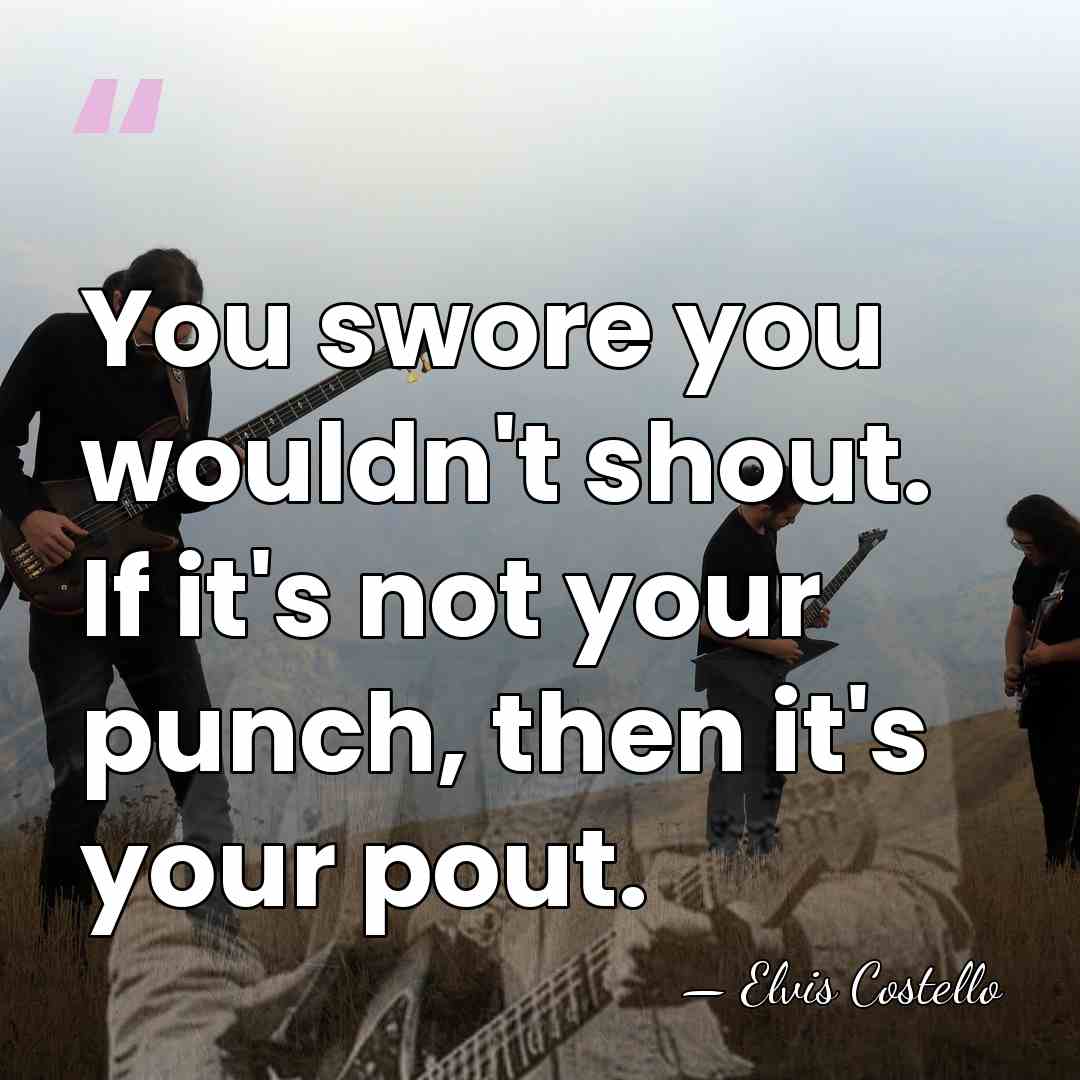 You swore you wouldn't shout. If it's not your punch, then it's&hellip; - Elvis Costello