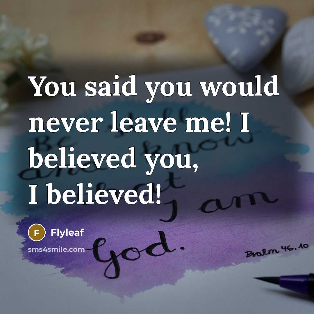 “You said you would never leave me! I believed you,…” quote by Flyleaf