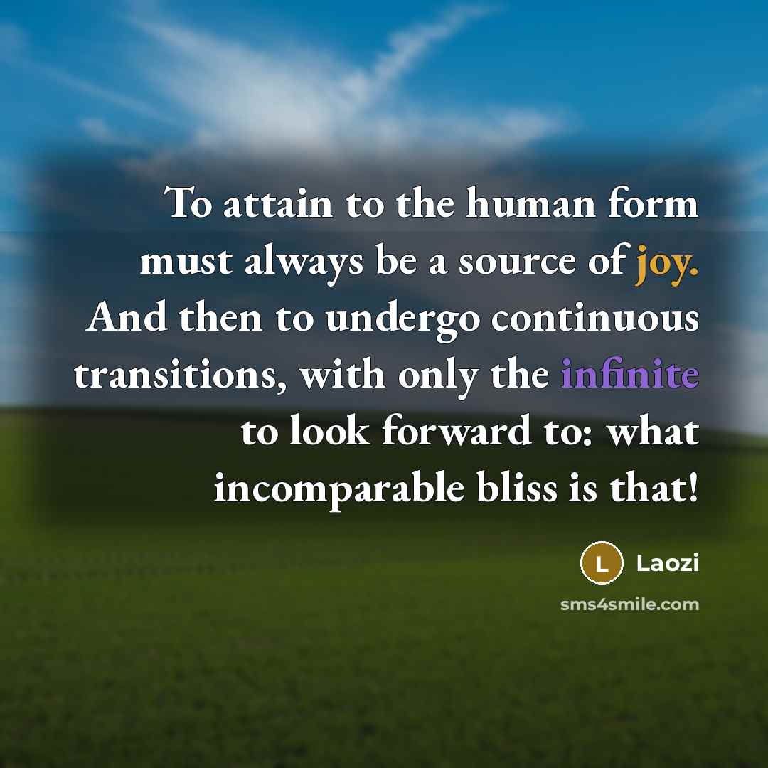 “To attain to the human form must always be a…” quote by Laozi