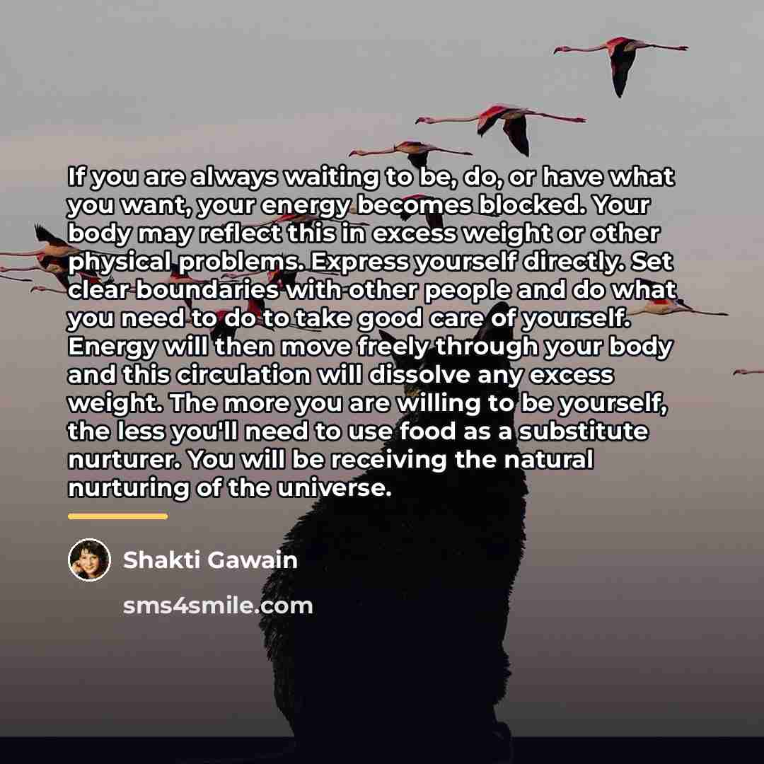 “If you are always waiting to be, do, or have…” quote by Shakti Gawain