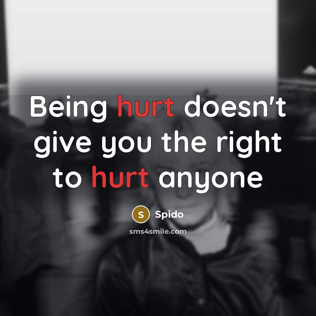 “Being hurt doesn't give you the right to hurt anyone…” quote by Spido