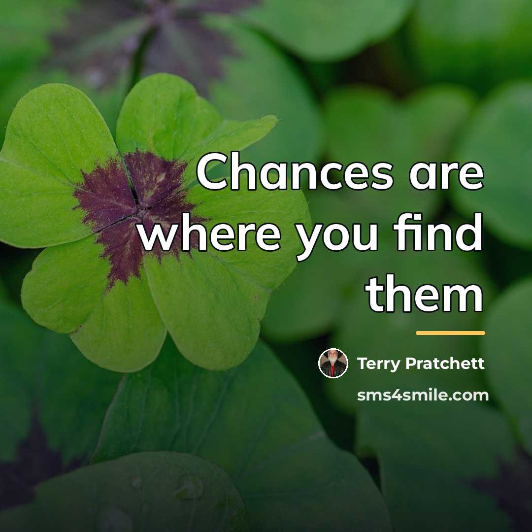 “Chances are where you find them…” quote by Terry Pratchett