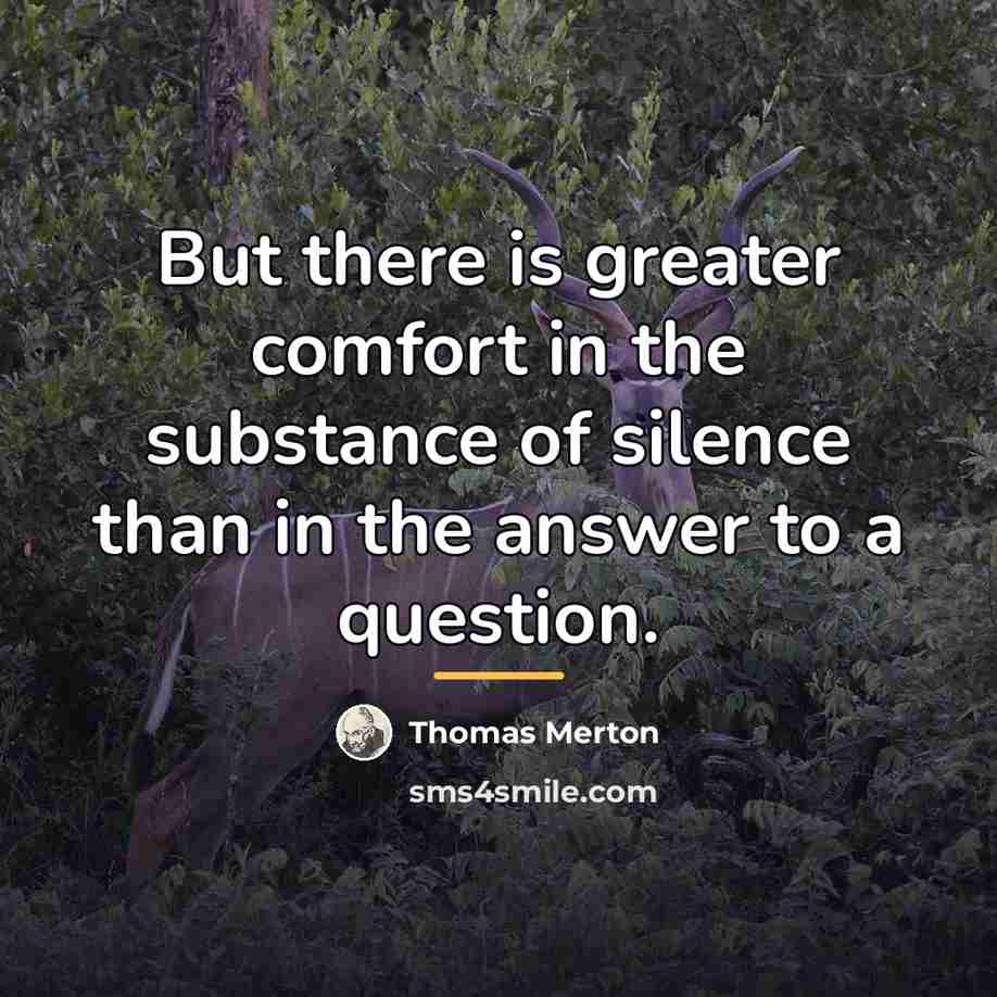“But there is greater comfort in the substance of silence…” quote by Thomas Merton