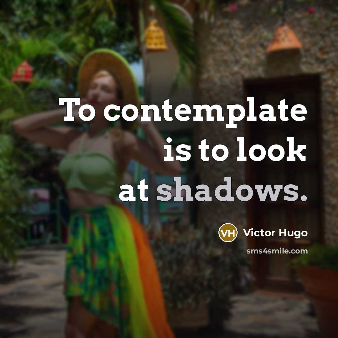 “To contemplate is to look at shadows.” quote by Victor Hugo