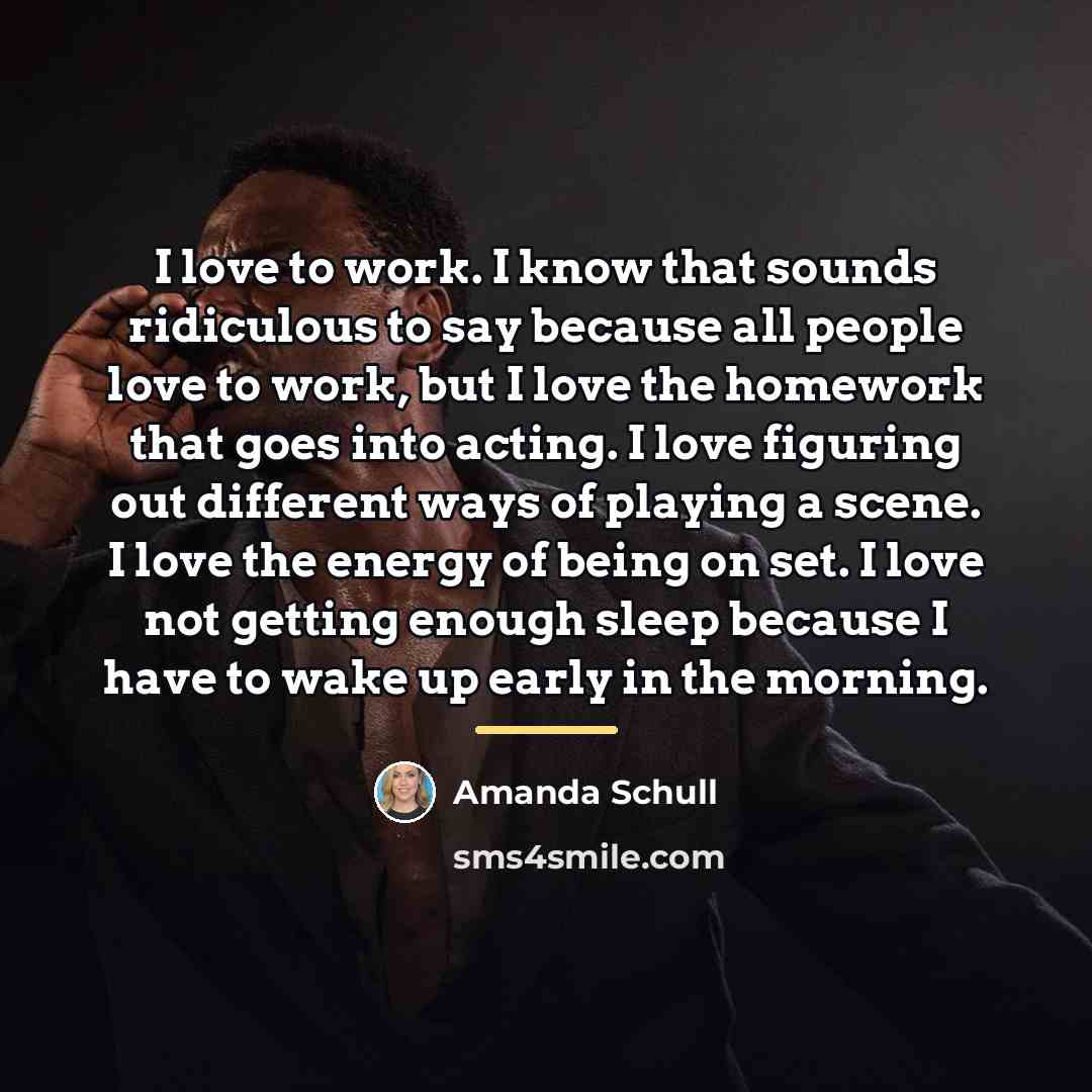 “I love to work. I know that sounds ridiculous to…” quote by Amanda Schull